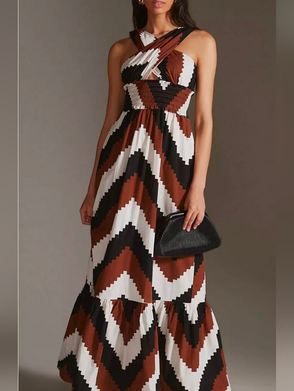 Anthopologie 2x Plenty by Tracy Reese Printed Halter Maxi Dress